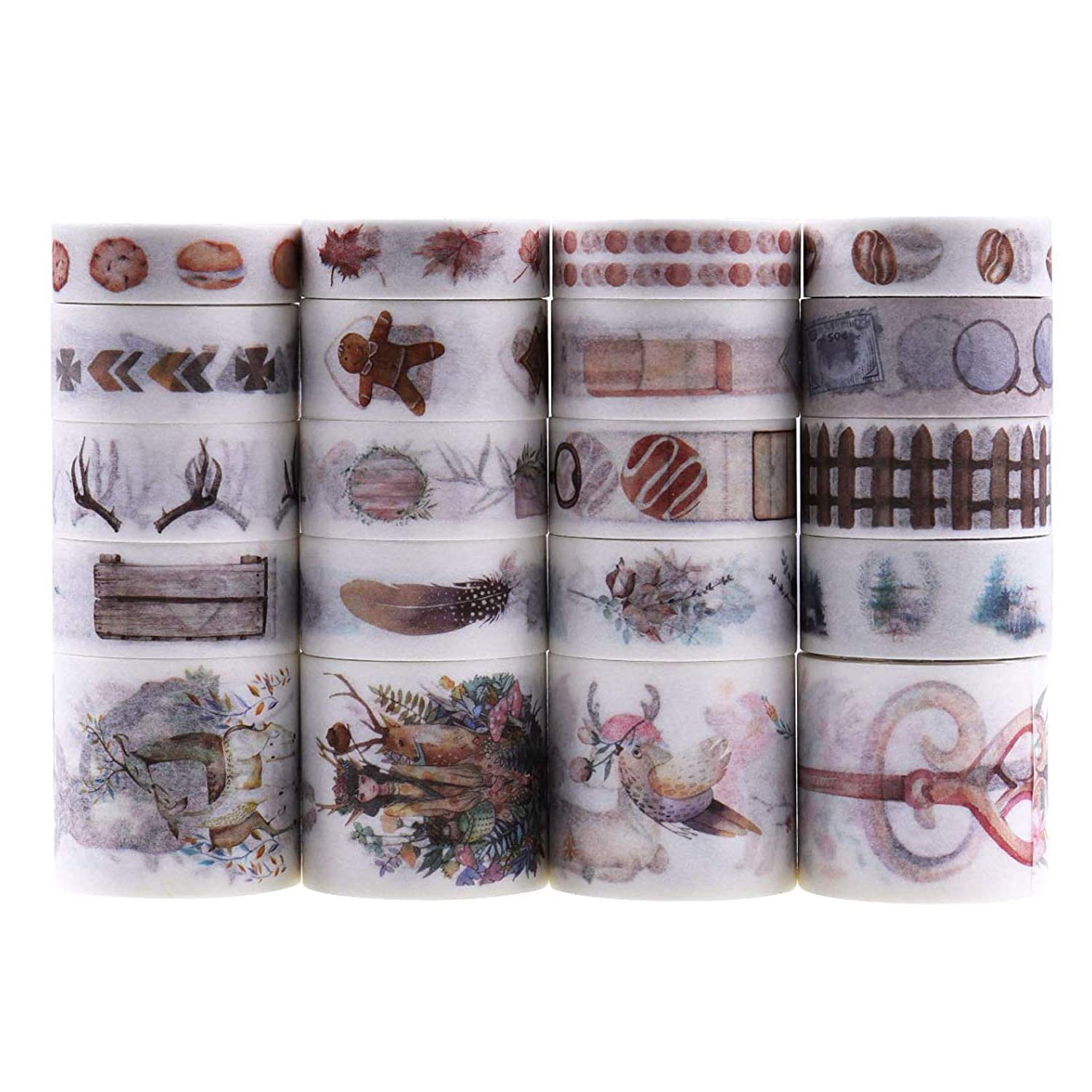 HASTHIP 20 Rolls Washi Tape Set, Elk Element Masking Tape with 3 Sizes 10/15/30mm Wide, Late Autumn Style Decor Colorful Tapes for DIY Craft, Planners, Scrapbooking (Grey) HASTHIP 20 Rolls Washi Tape Set, Elk Element Masking Tape with 3 Sizes 10/15/30mm Wide, Late Autumn Style Decor Colorful Tapes for DIY Craft, Planners, Scrapbooking (Grey)